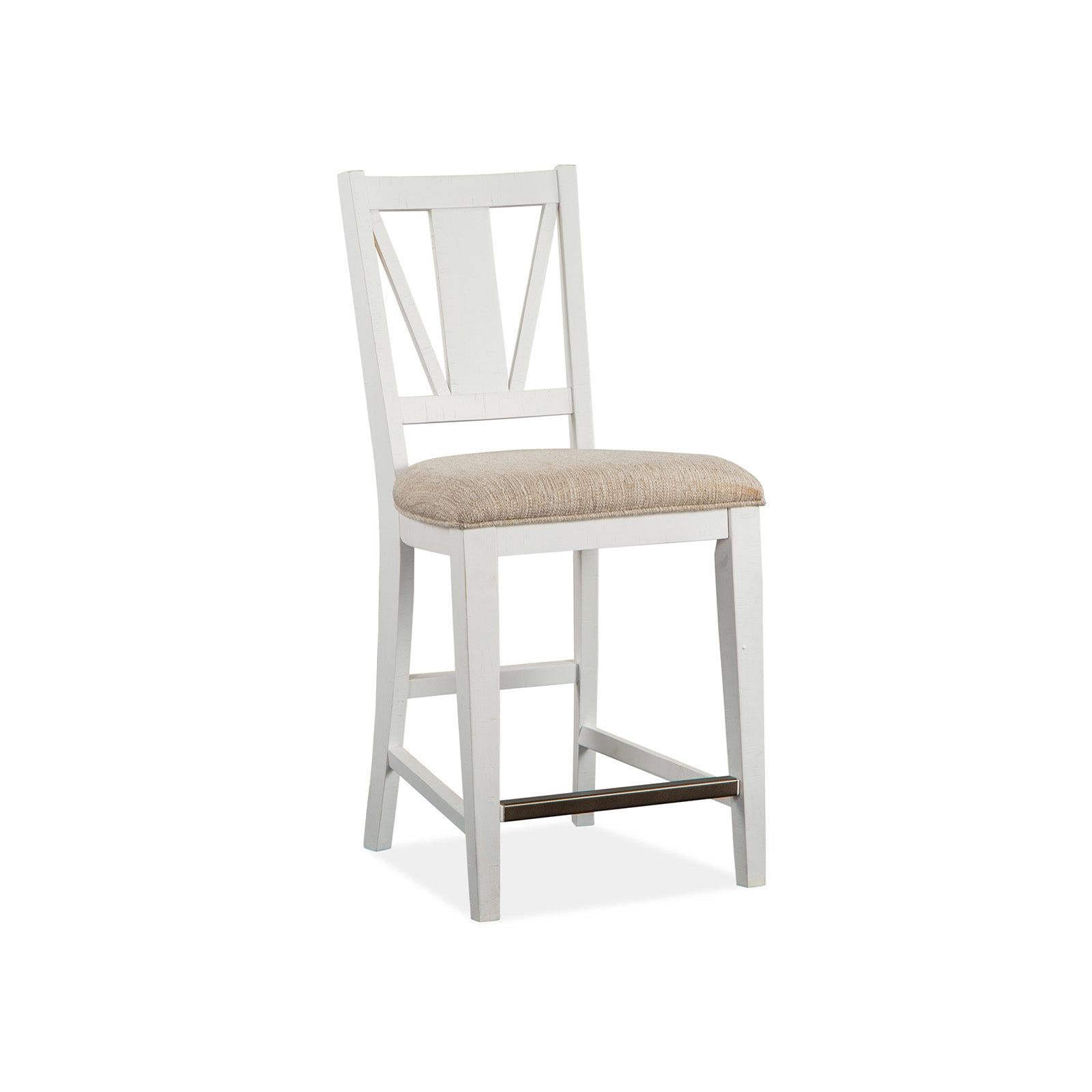Magnussen Home Heron Cove Chalk White And Dovetail Grey Upholstered Counter Chair Set of 2