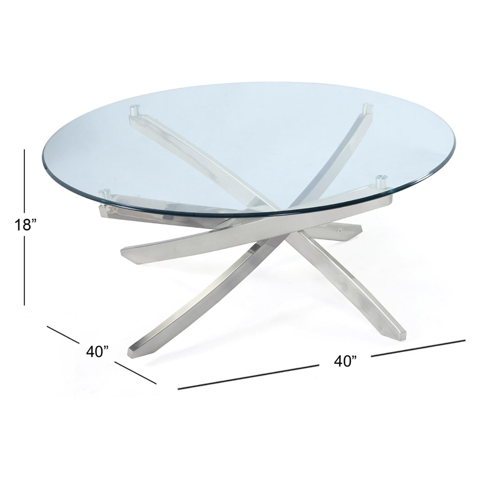 Magnussen Home Zila Brushed Nickel Round Cocktail Table