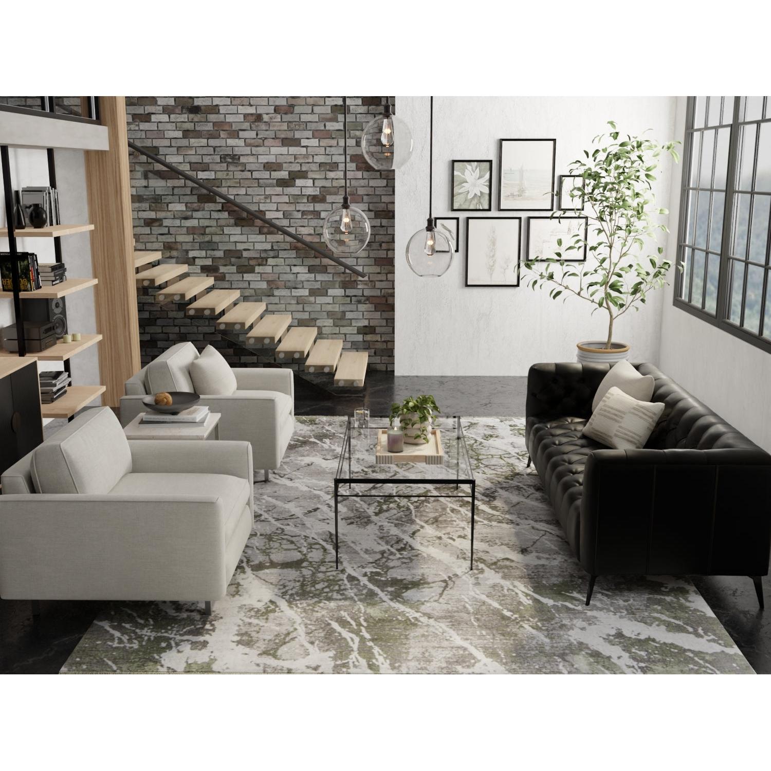 Feizy Cadiz 39N6F Modern Abstract Rug in Gray/Green/Taupe
