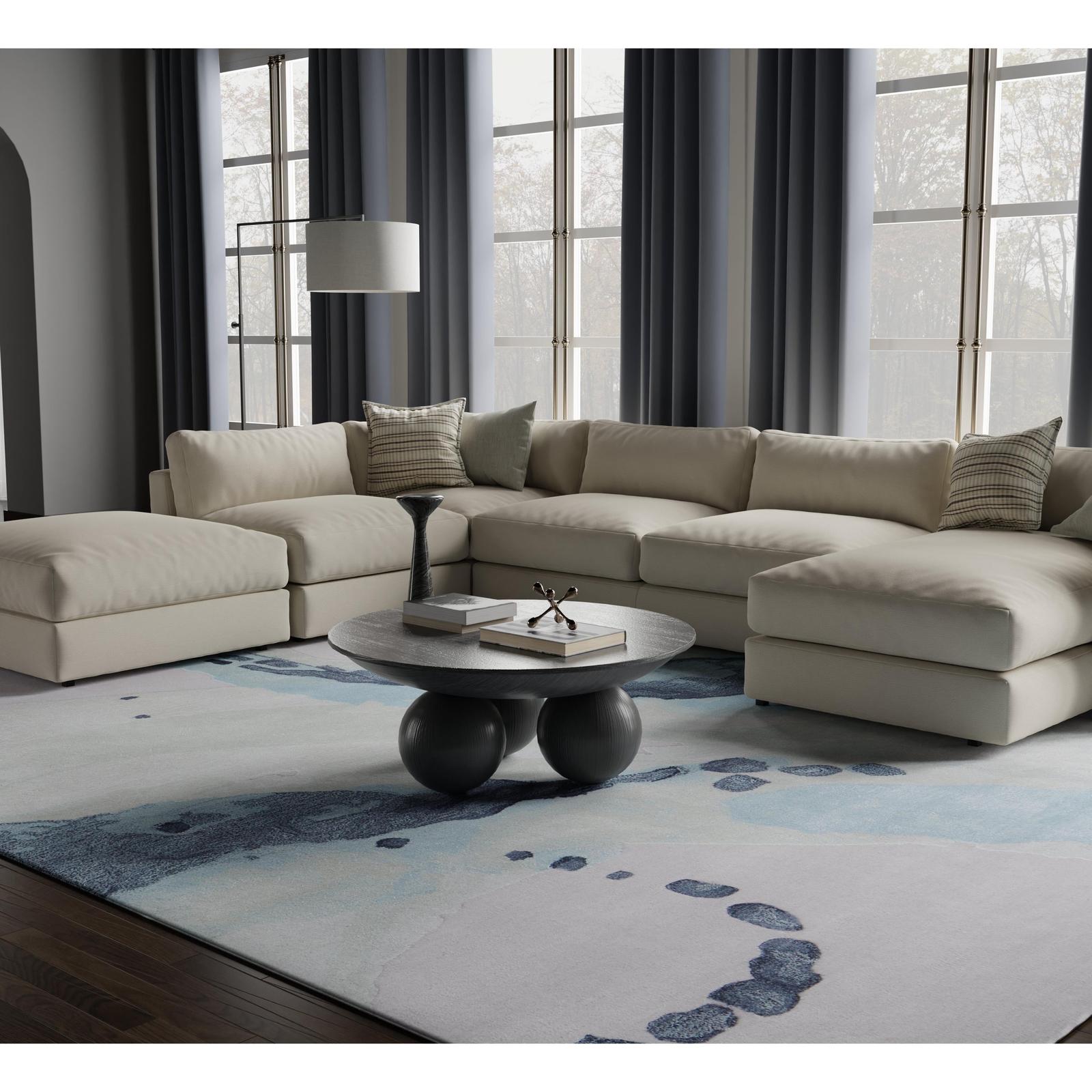 Feizy Kawai 8986F Modern Abstract Rug in Green/Blue/Ivory