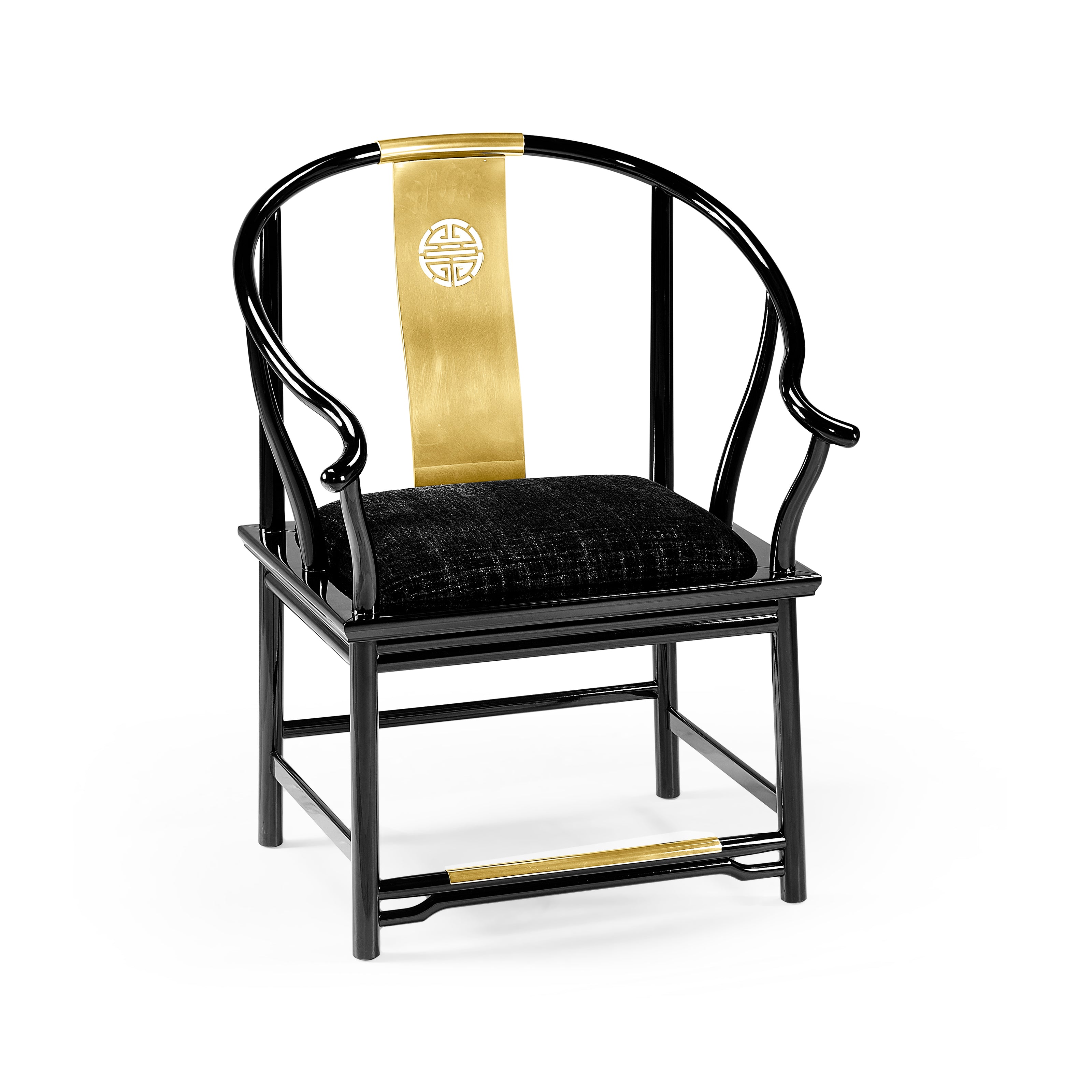 Jonathan Charles Fusion Rounded Black Gloss Dining Arm Chair