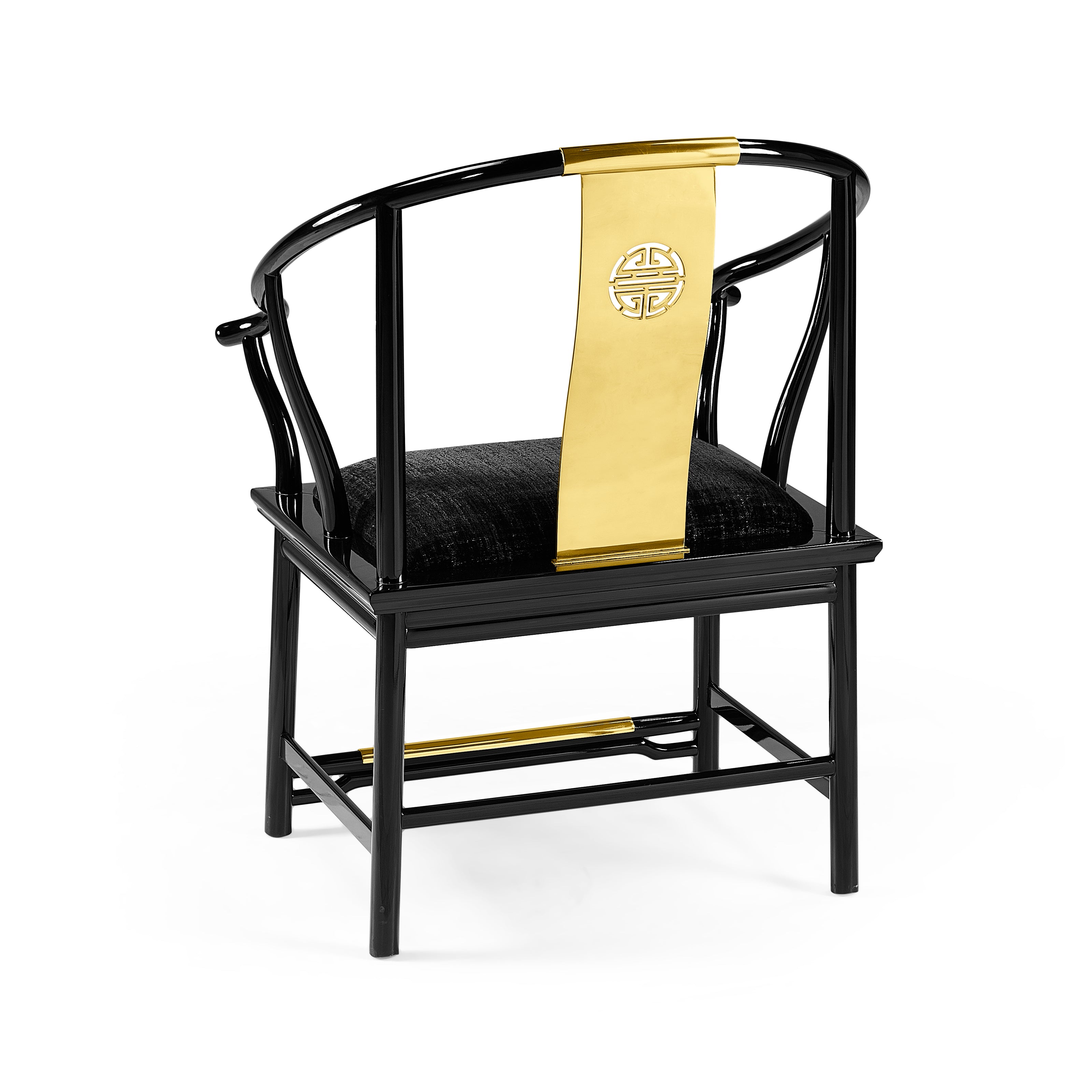 Jonathan Charles Fusion Rounded Black Gloss Dining Arm Chair