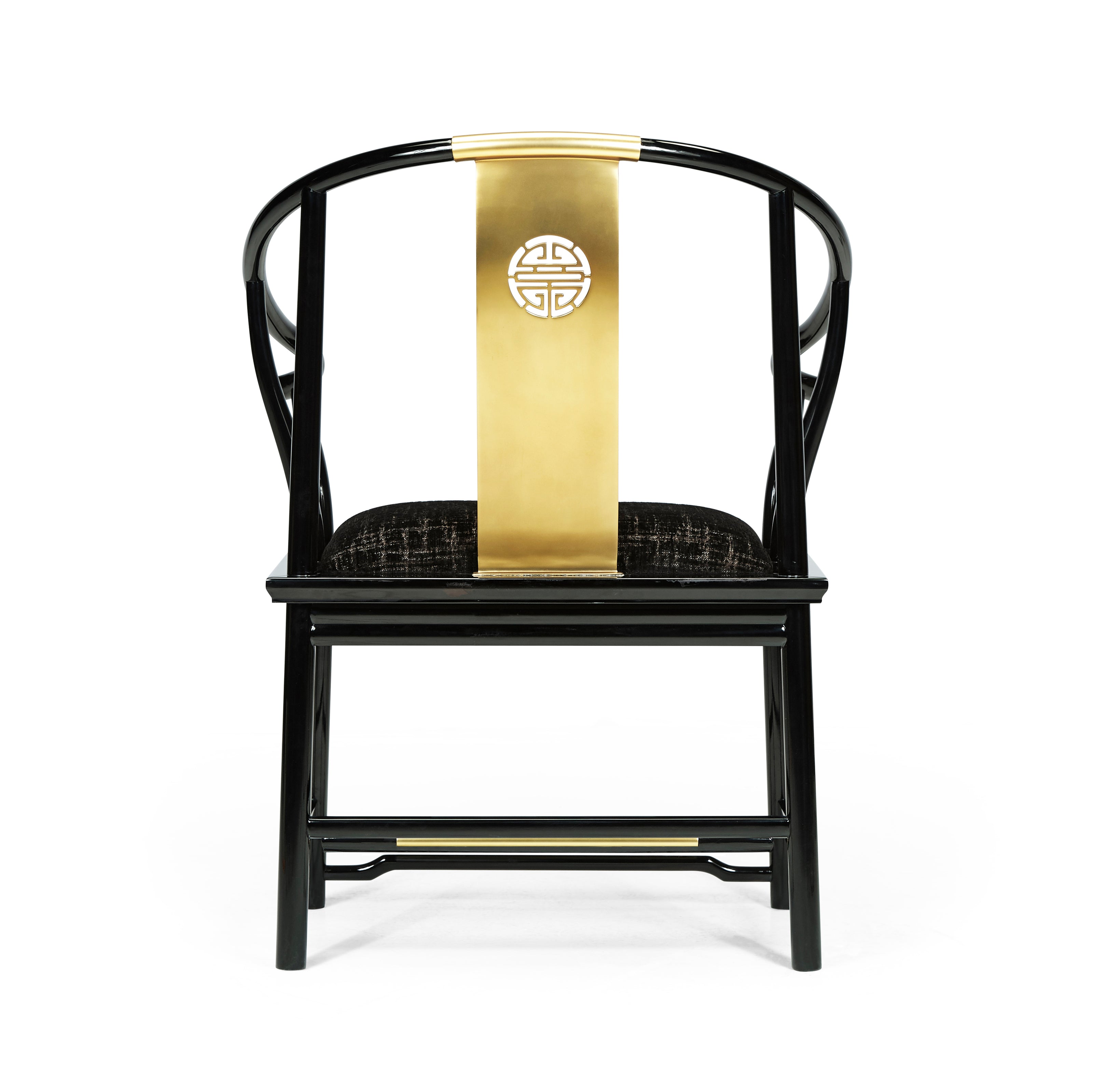 Jonathan Charles Fusion Rounded Black Gloss Dining Arm Chair