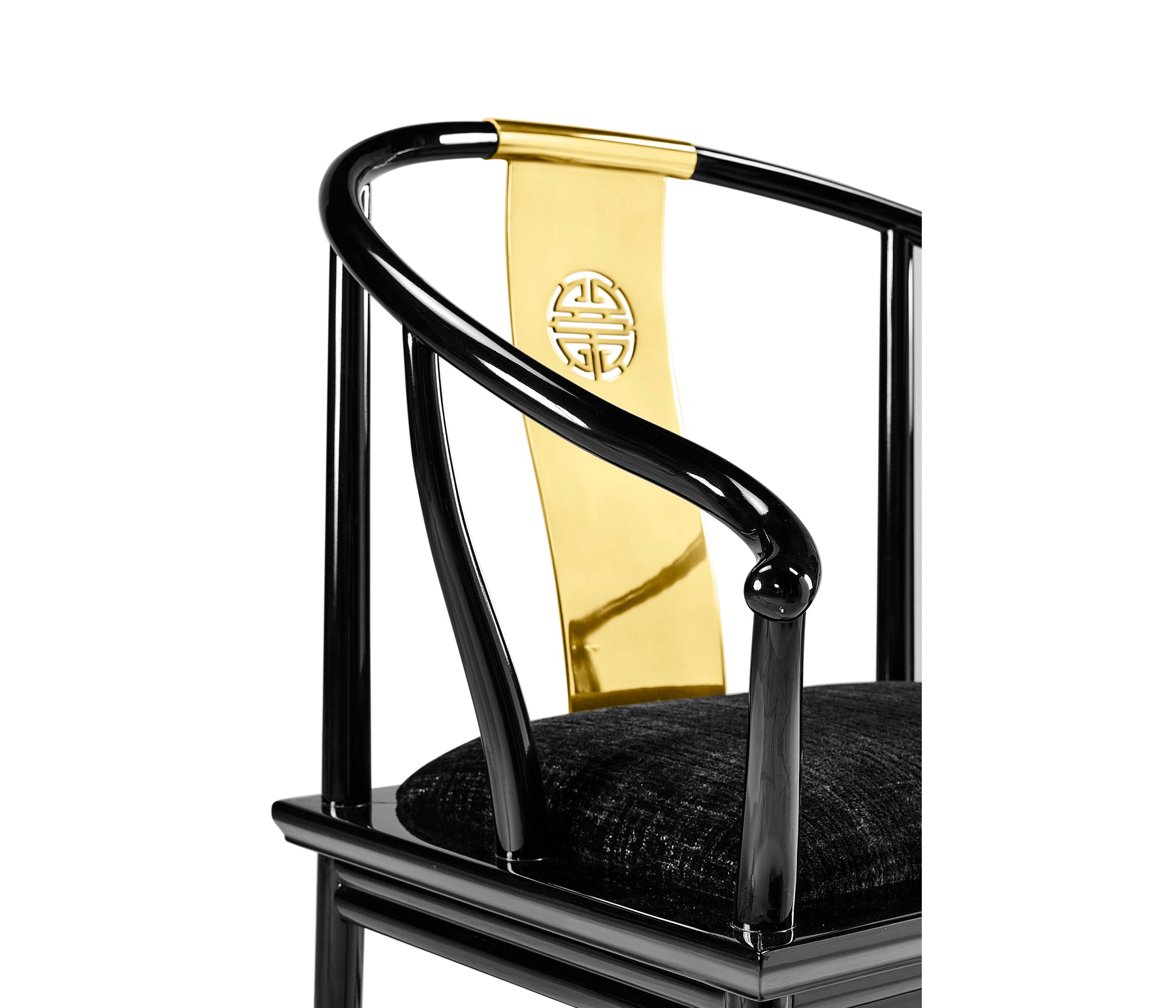 Jonathan Charles Fusion Rounded Black Gloss Dining Arm Chair