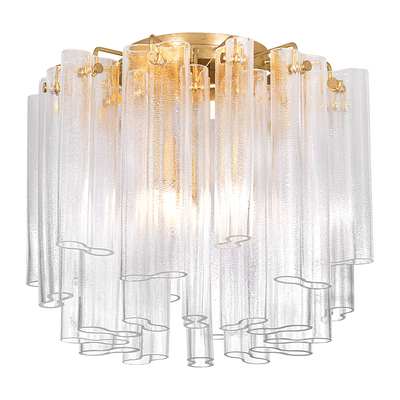 Corbett Varenna 3 Light Vintage Gold Leaf Semi Flush Ceiling Light