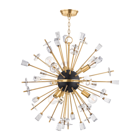 Hudson Valley Lighting Liberty 6 Light 32 inch Aged Brass Chandelier Ceiling Light