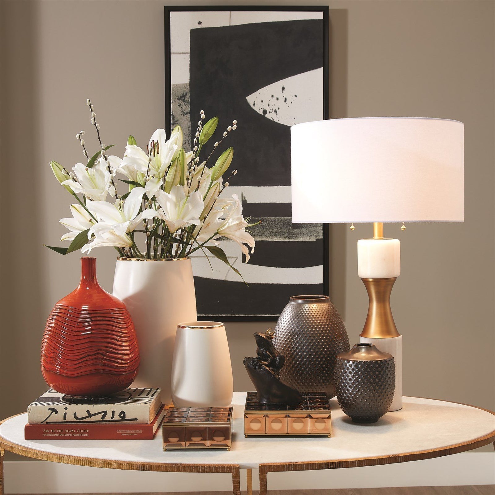Global Views White Marble Cinch Lamp