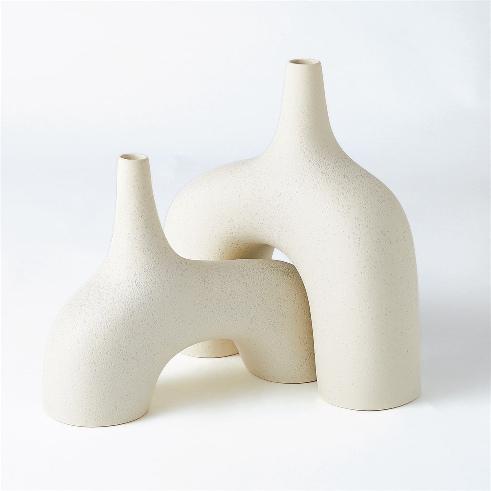 Global Views Cream Stone Stretch Vase
