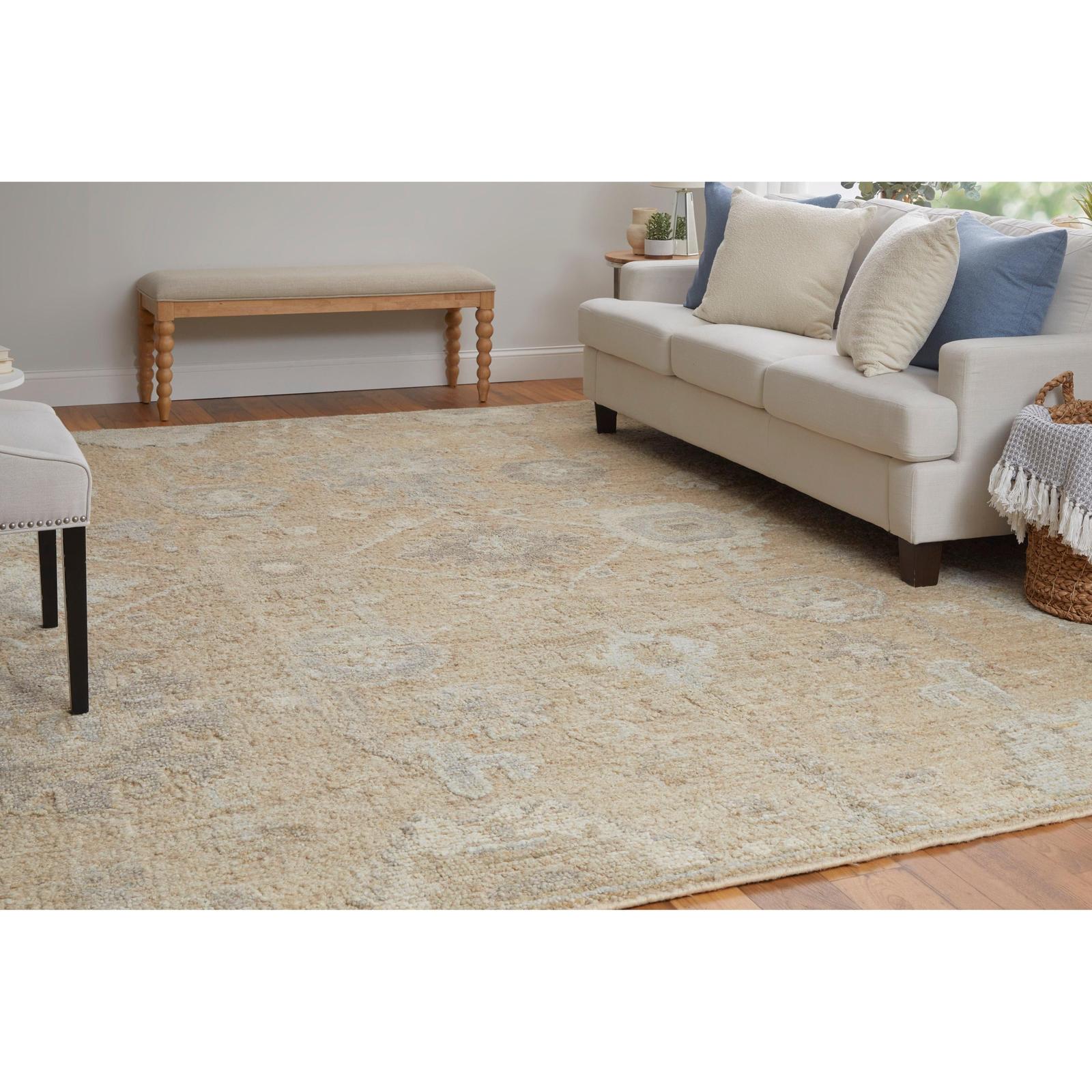 Feizy Grafton 69F8F Transitional Floral & Botanical Rug in Tan/Gray/Ivory