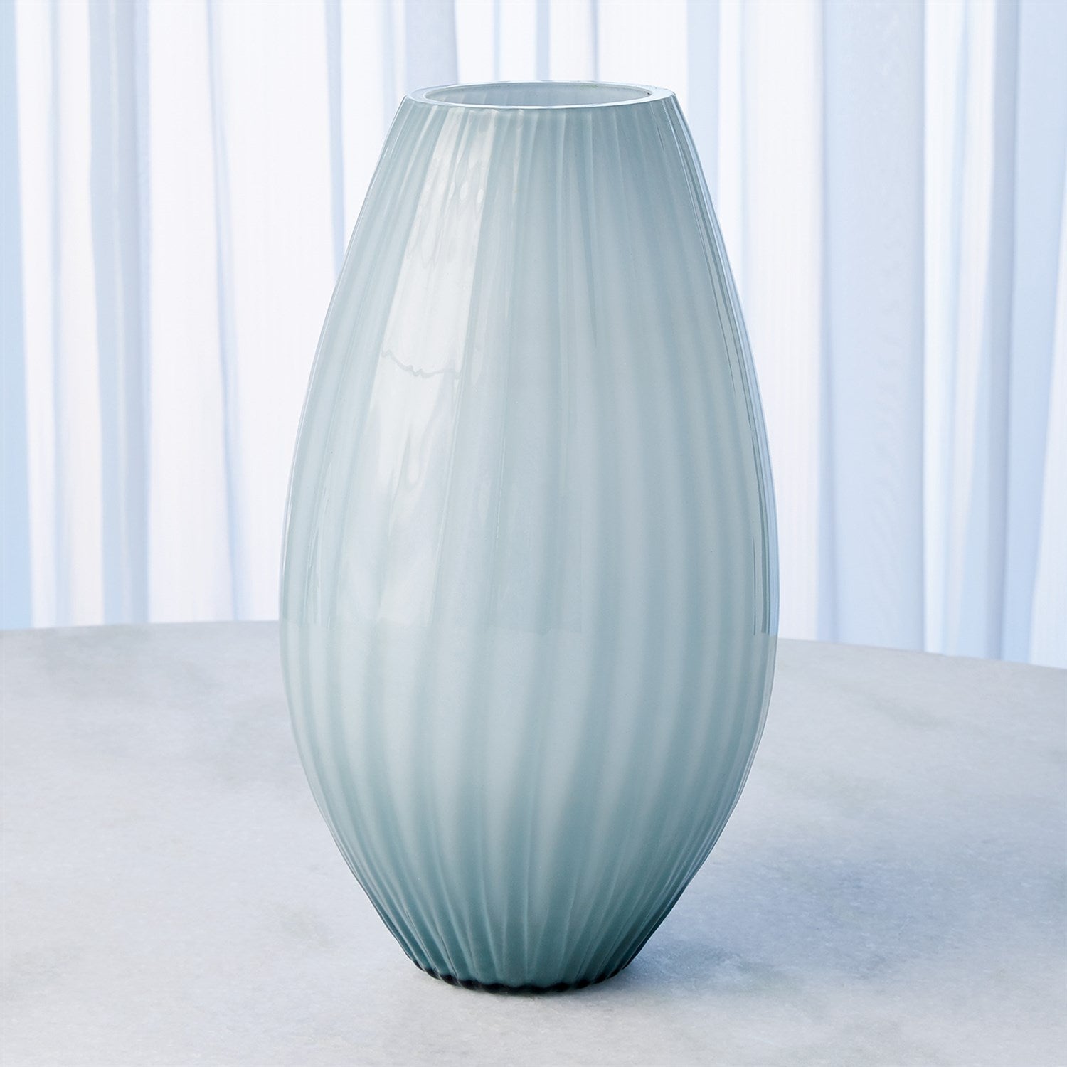 Global Views Blue Cased Glass Stripe Vase