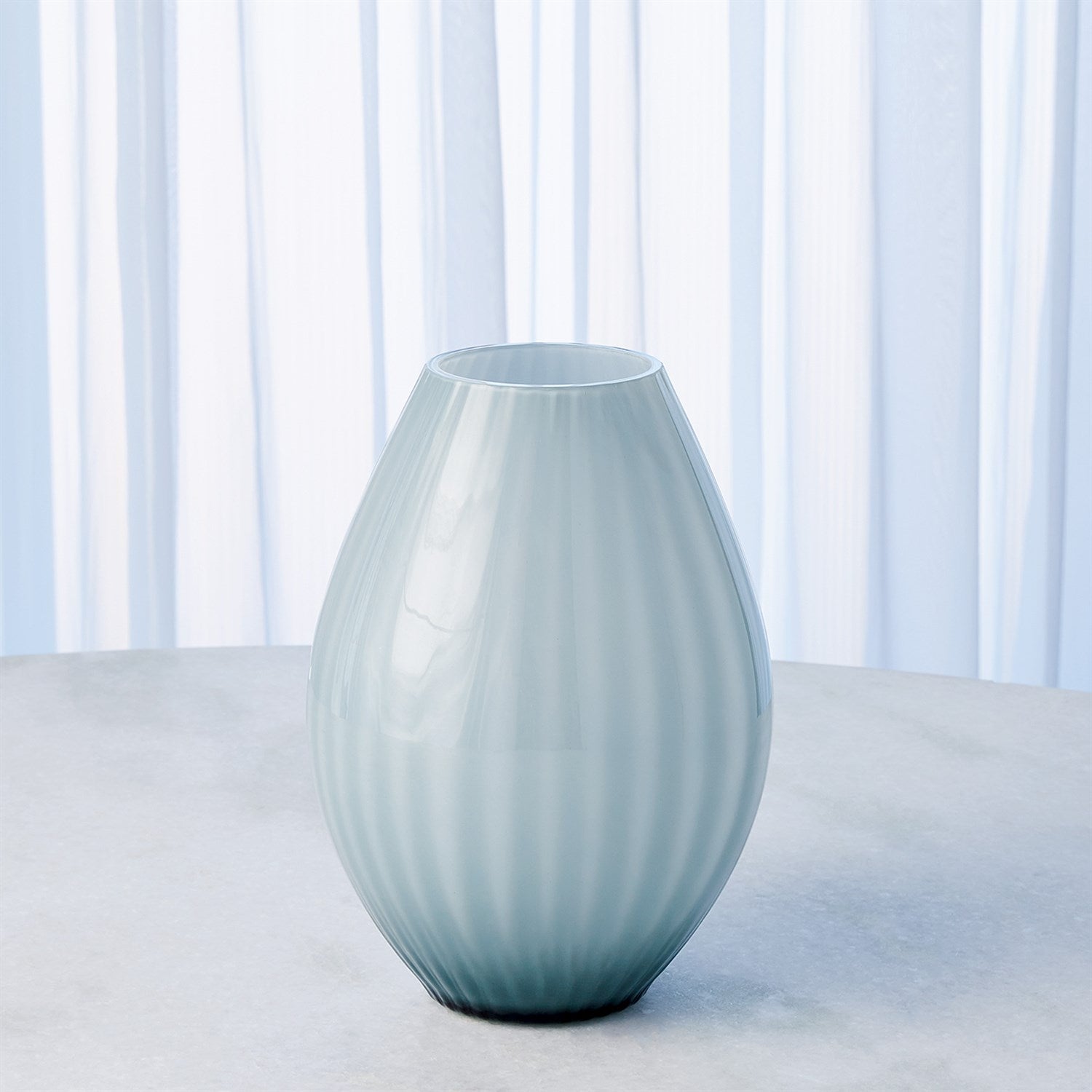 Global Views Blue Cased Glass Stripe Vase