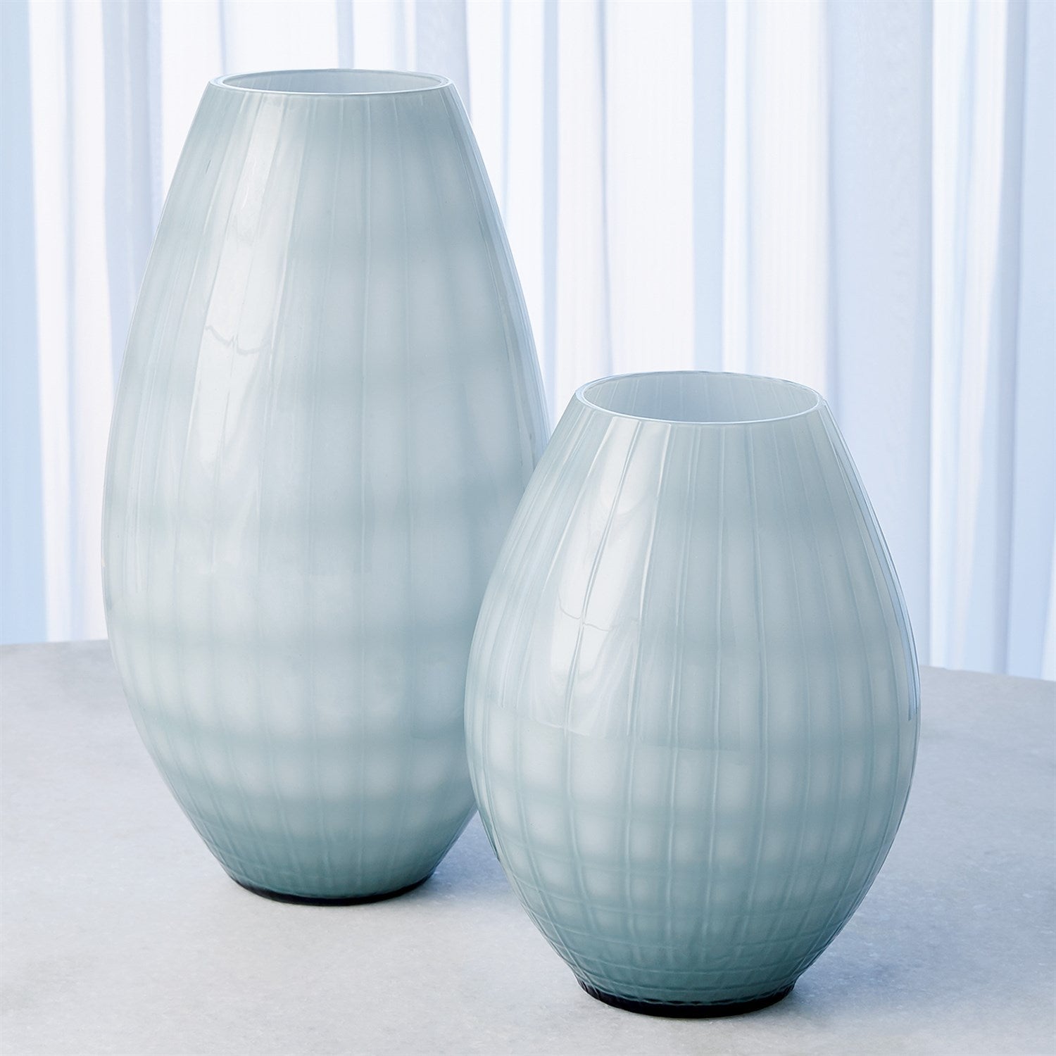 Global Views Blue Cased Glass Grid Vase