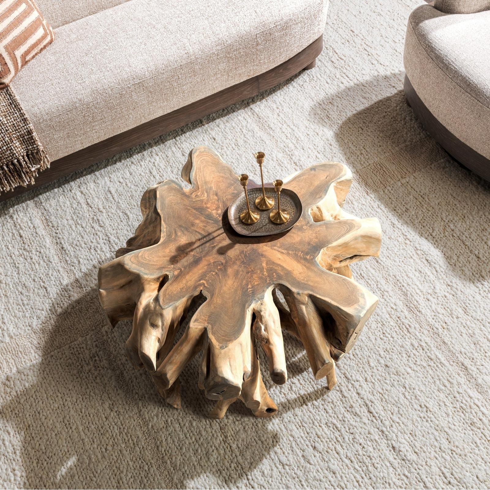 Classic Home Cypress Teak Root Coffee Table Natural White Wash