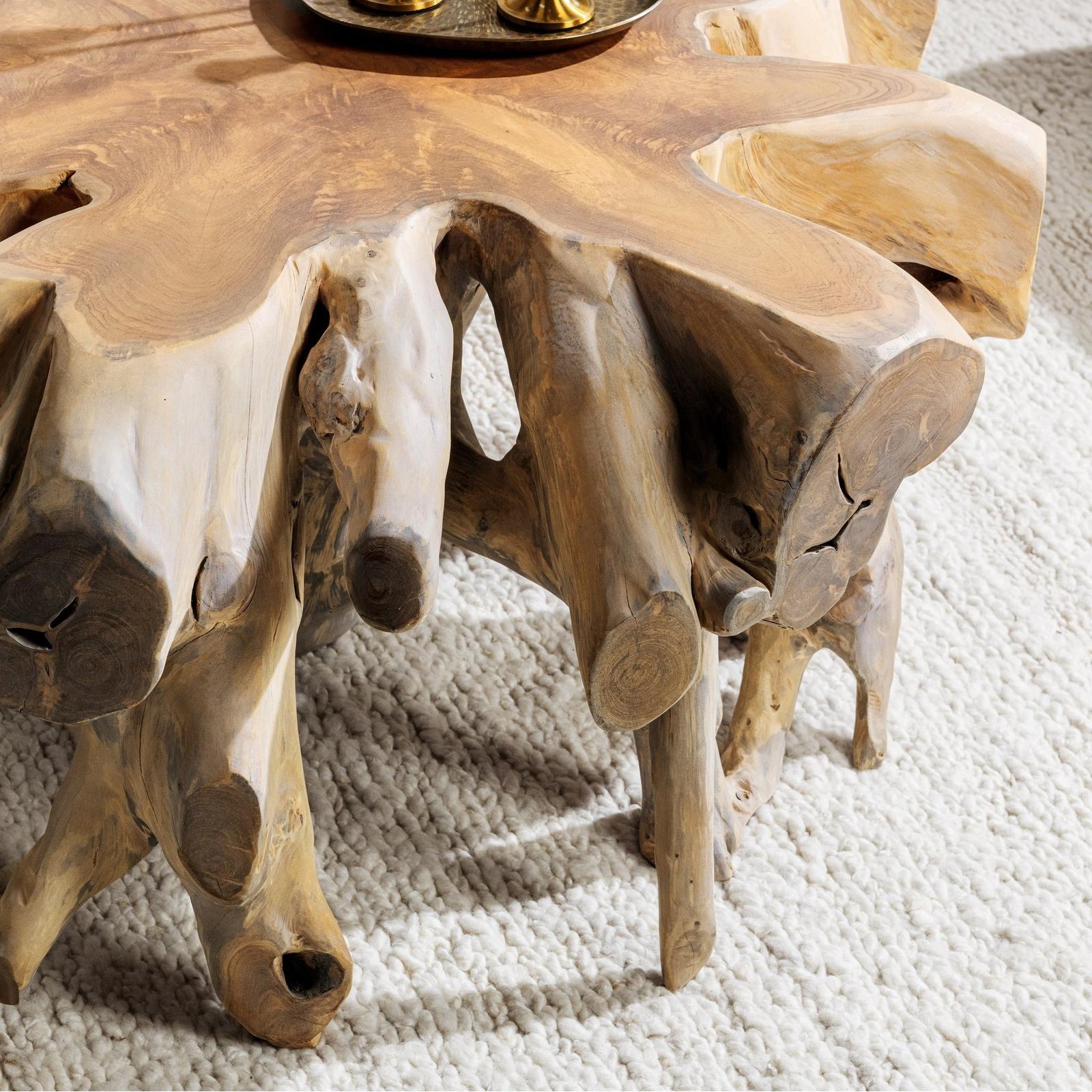 Classic Home Cypress Teak Root Coffee Table Natural White Wash