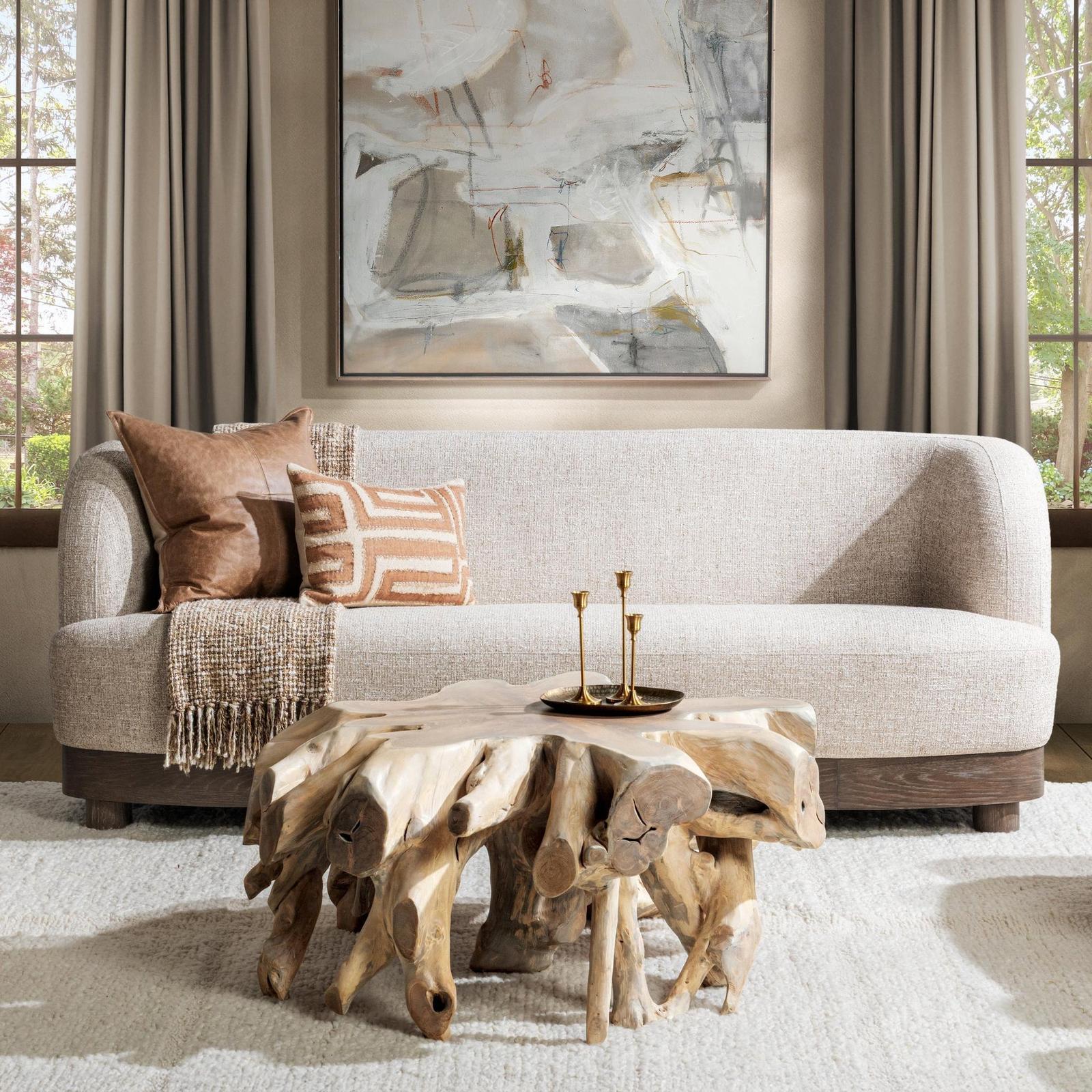Classic Home Cypress Teak Root Coffee Table Natural White Wash