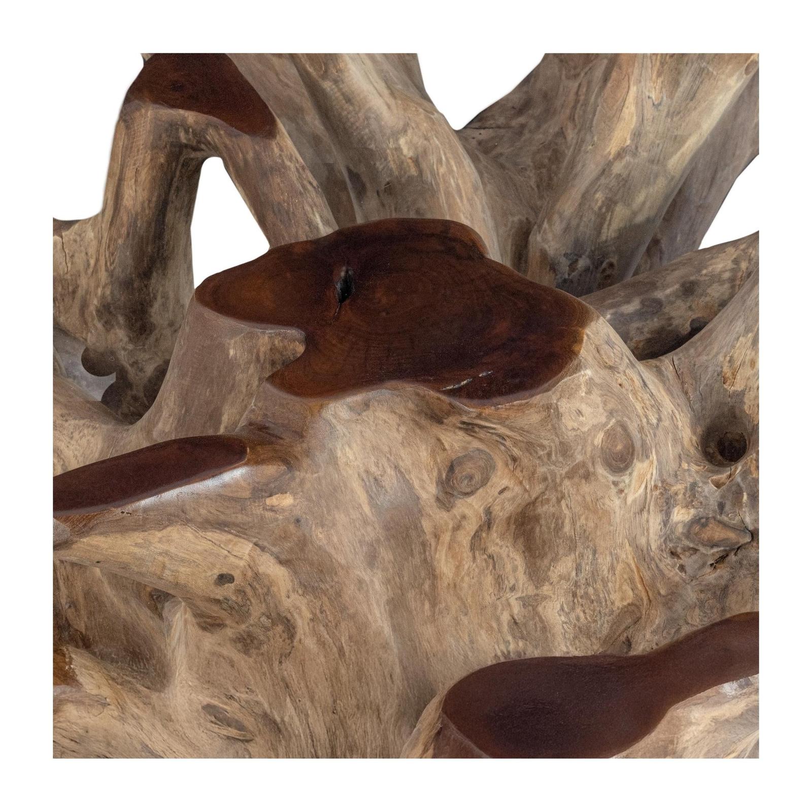 Classic Home Willow Teak Root/Glass Round Coffee Table