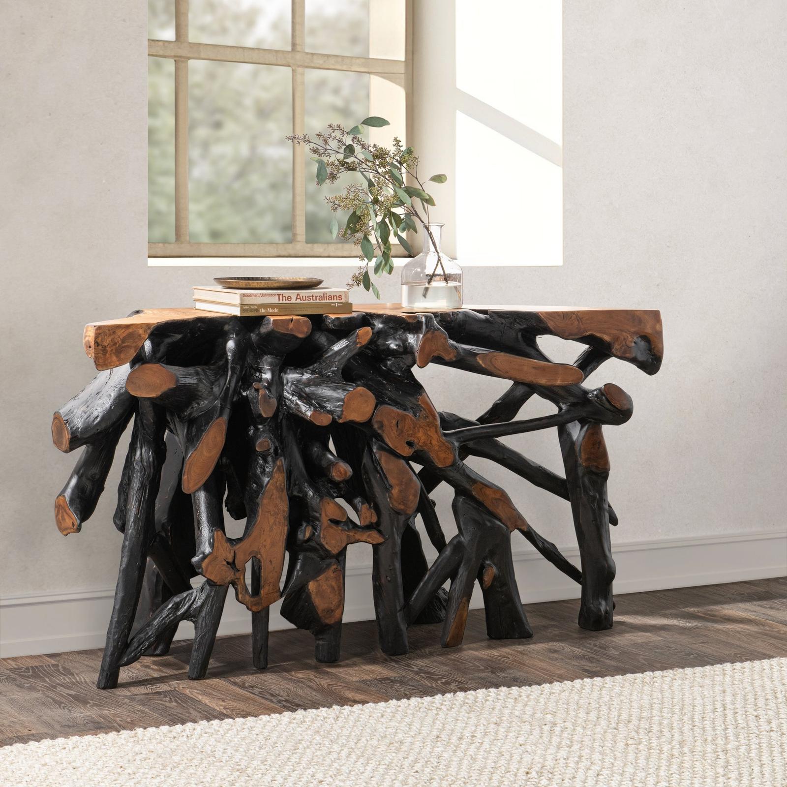 Classic Home Cypress Teak Root Console Table 59-60