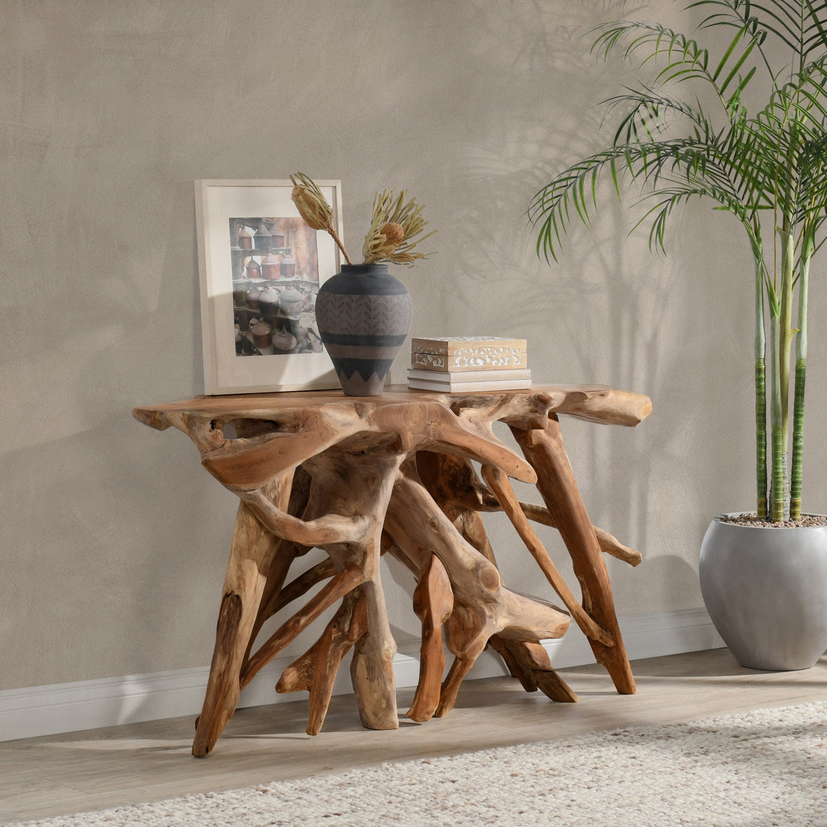 Classic Home Cypress Teak Root Console Table 59-60