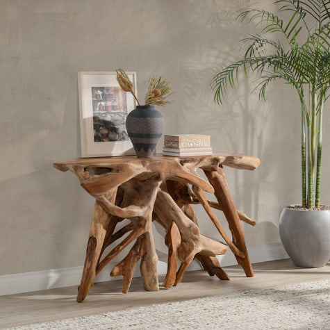 Classic Home Cypress Teak Root Console Table 59-60