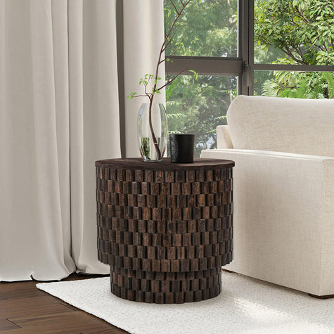Classic Home Norwood Solid Wood Round End Table