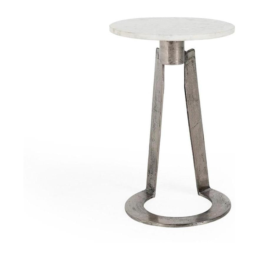 Classic Home Leyton Marble/Aluminum Round Accent Table