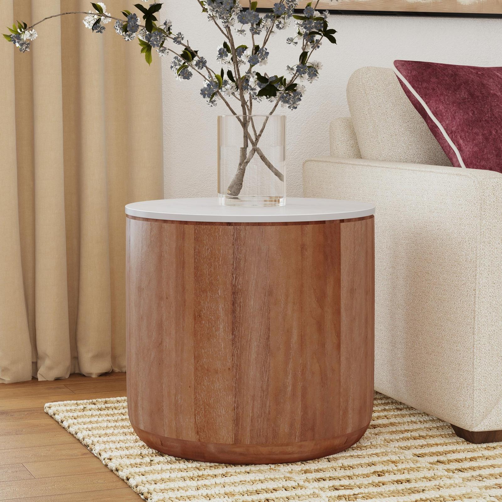 Classic Home Josie Solid Wood Round End Table