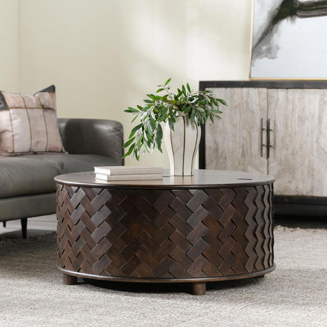 Classic Home Shira Solid Wood Round Storage Coffee Table