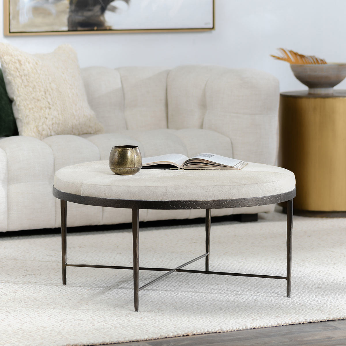 Classic Home Bose Hide Round Coffee Table Clearance