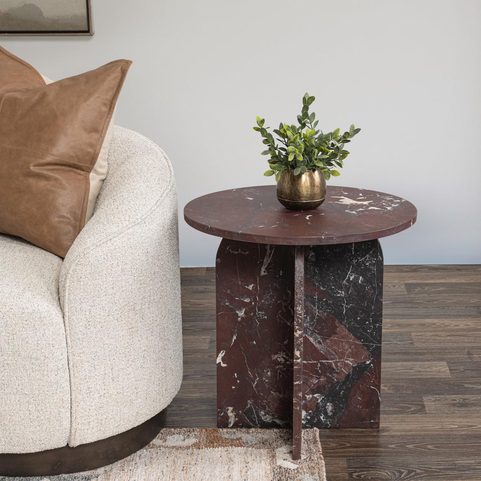 Classic Home Reilly Marble Round Accent Table, Small
