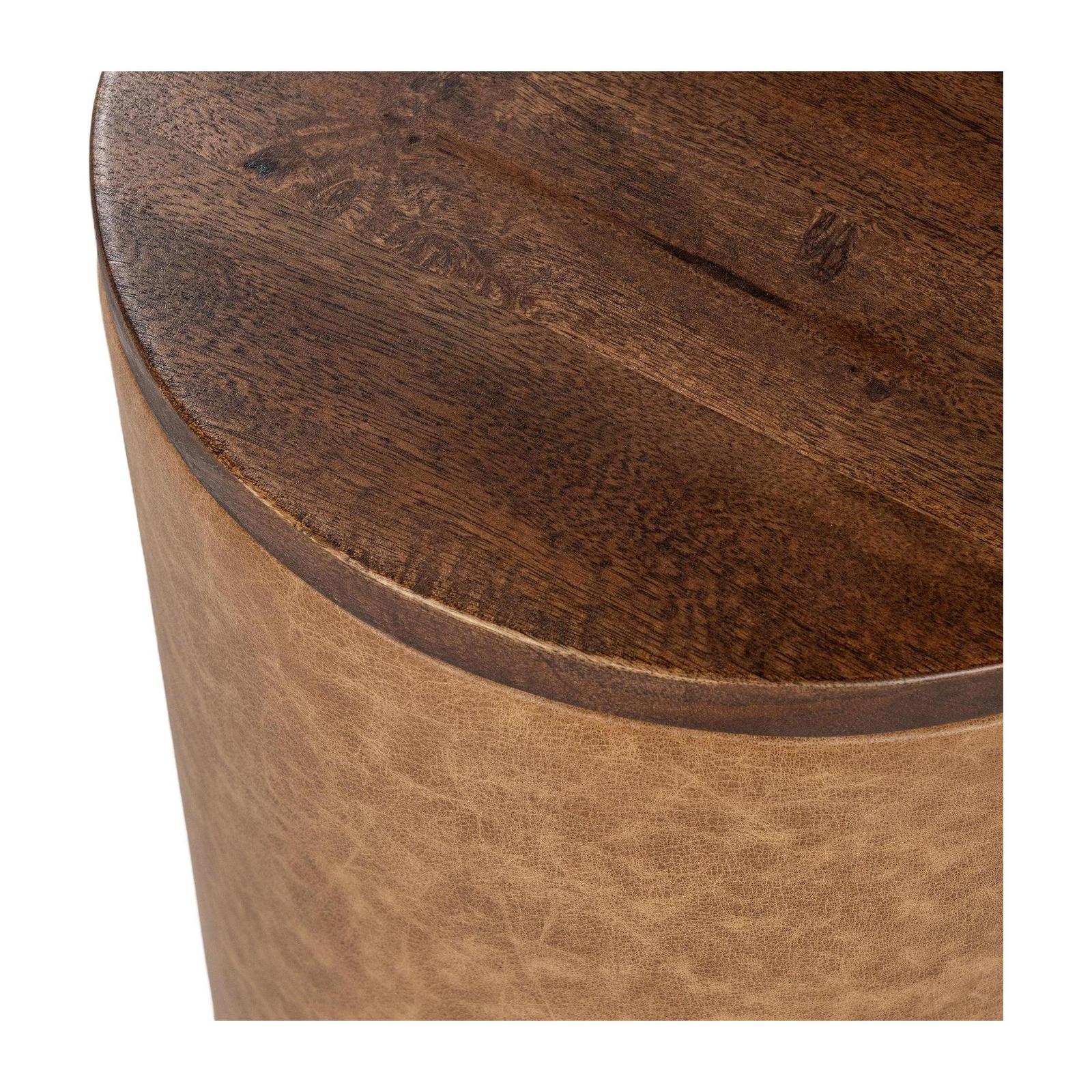Classic Home Andra Leather Round Accent Table