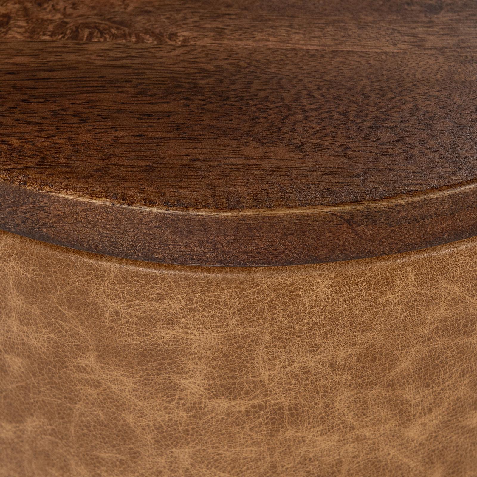 Classic Home Andra Leather Round Accent Table