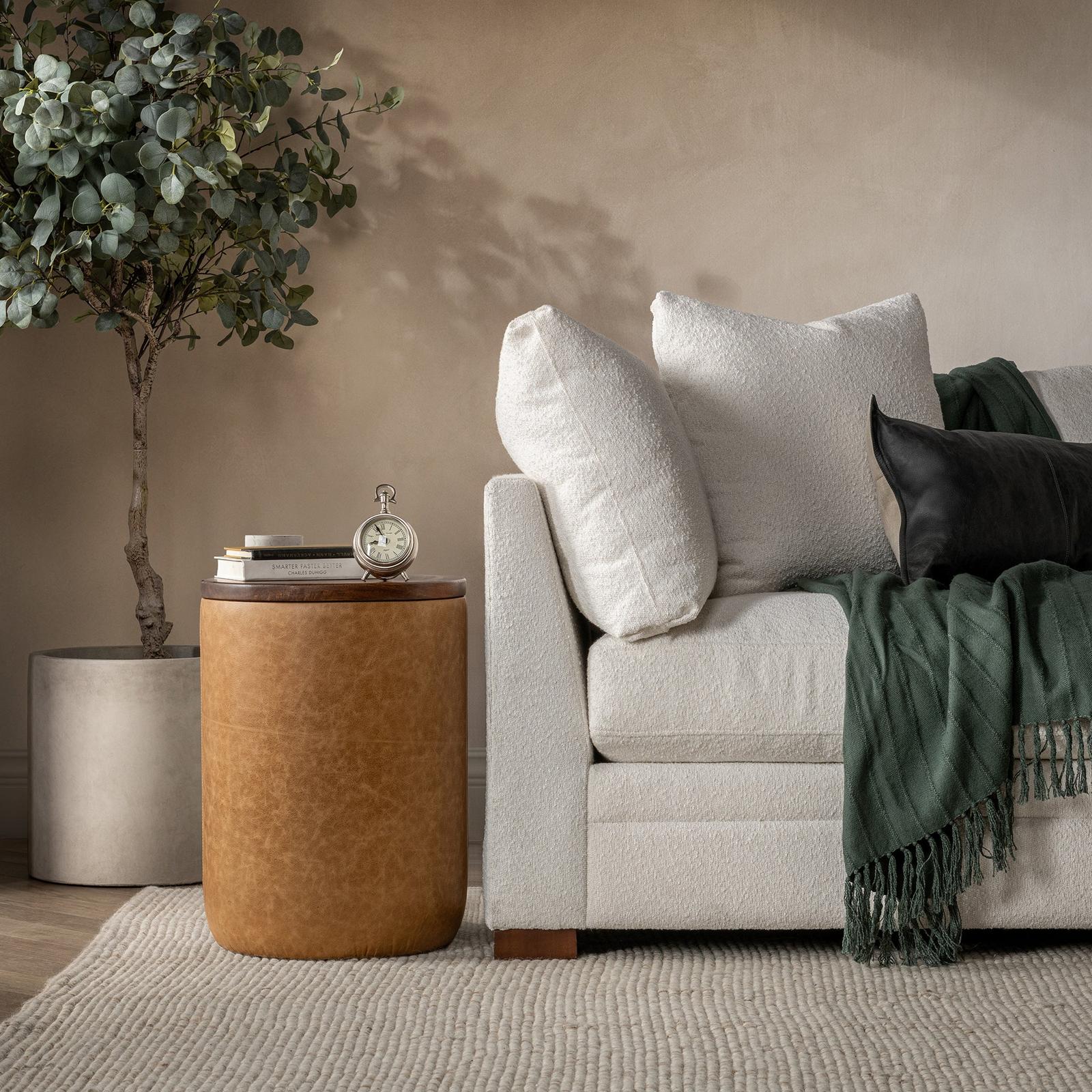 Classic Home Andra Leather Round Accent Table