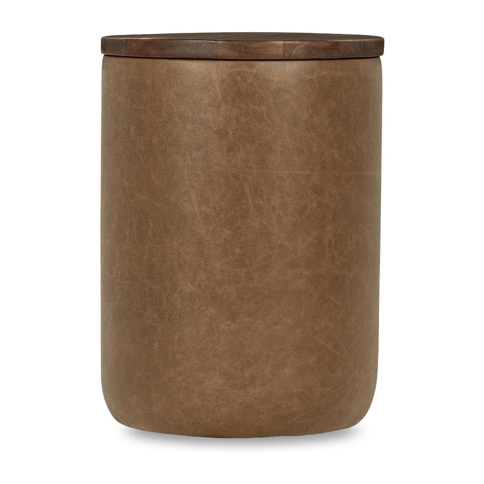 Classic Home Andra Leather Round Accent Table