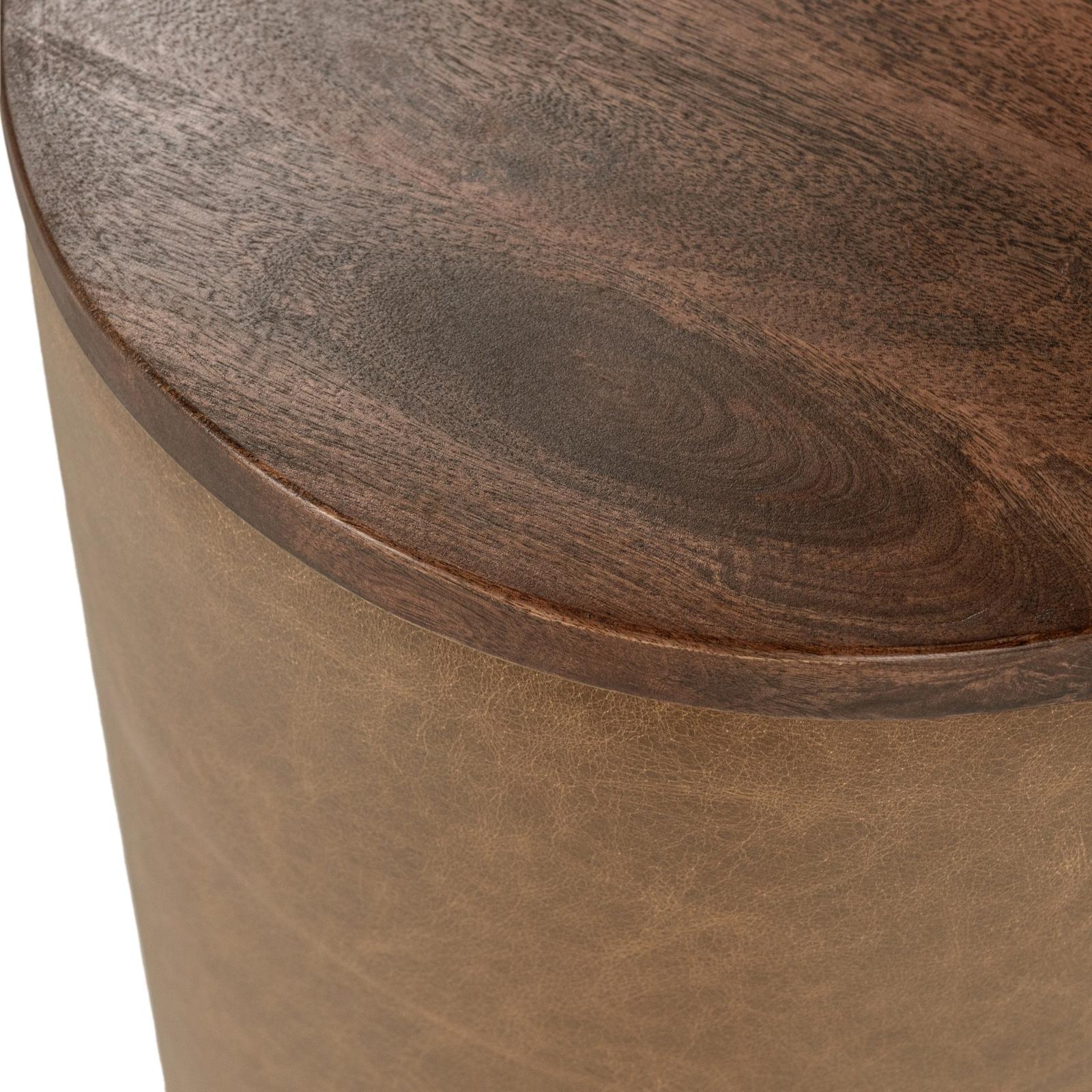Classic Home Andra Leather Round Accent Table