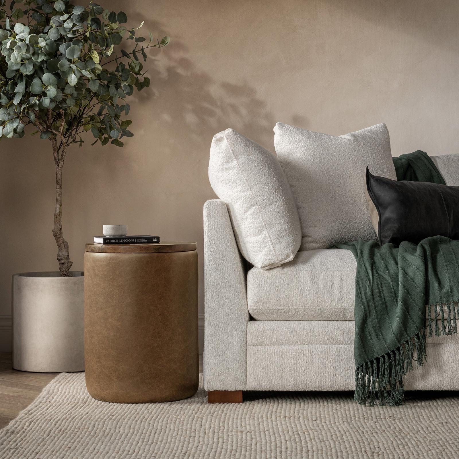 Classic Home Andra Leather Round Accent Table