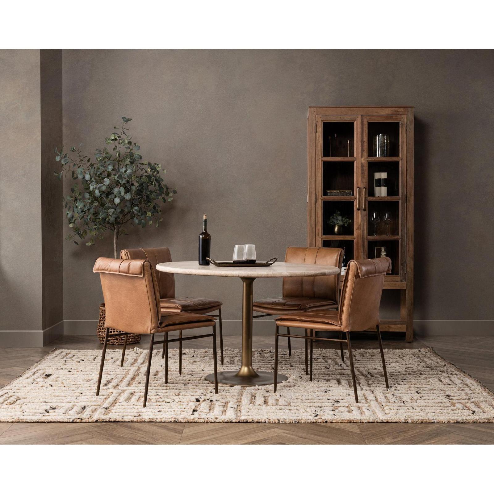Classic Home Malani Travertine Round Dining Table
