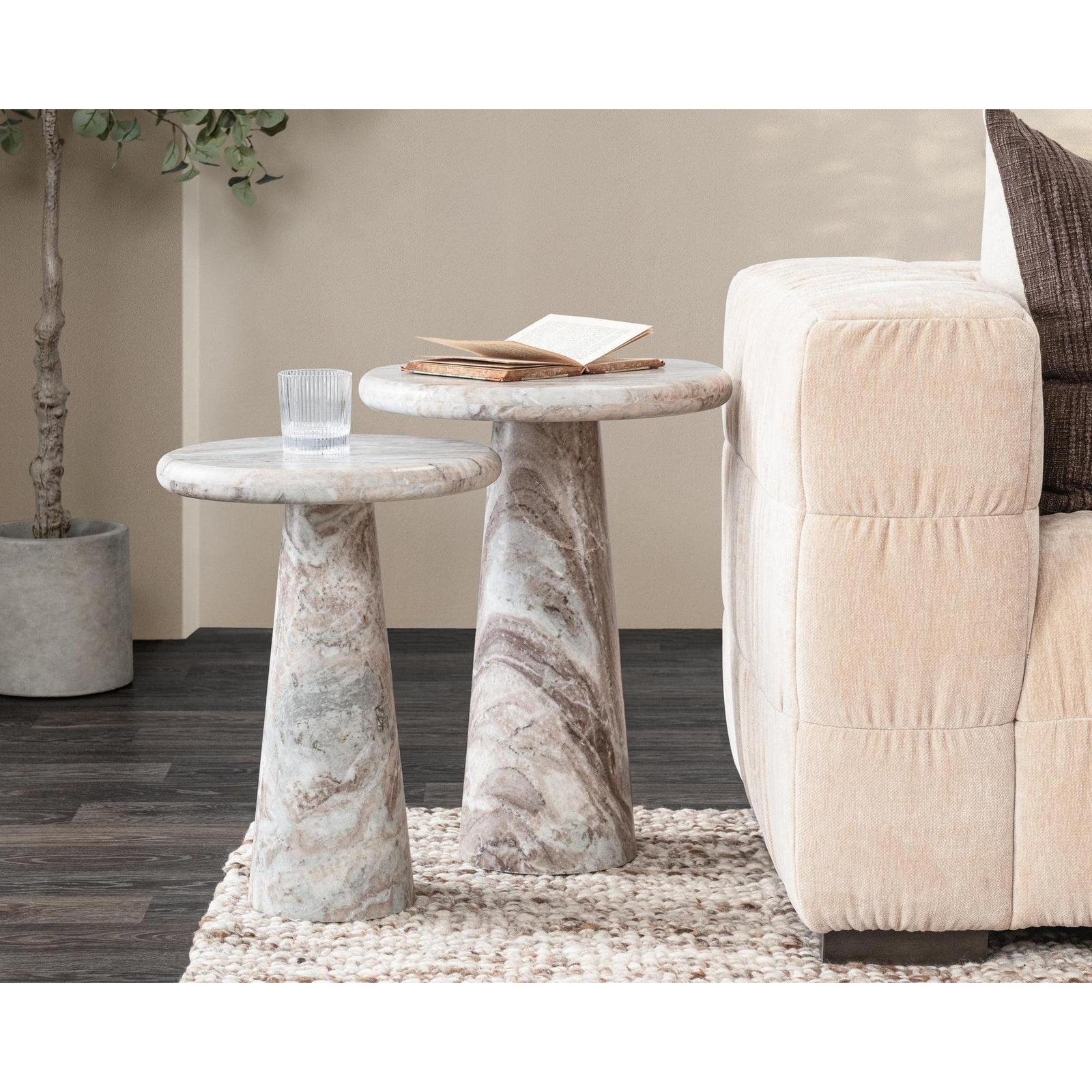 Classic Home Huxley Marble Round Accent Table