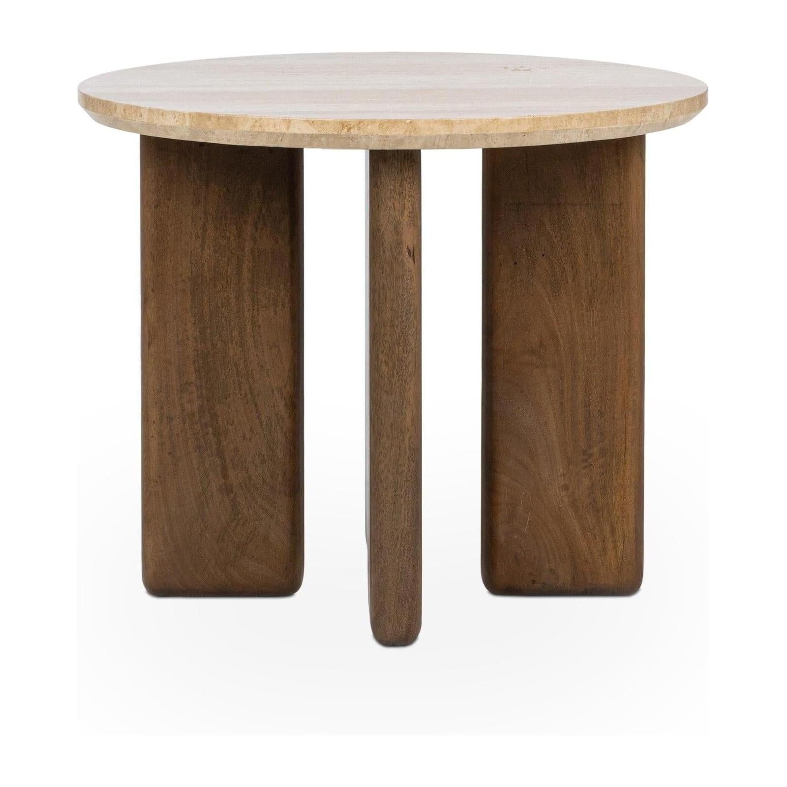 Classic Home Idella Travertine Round End Table