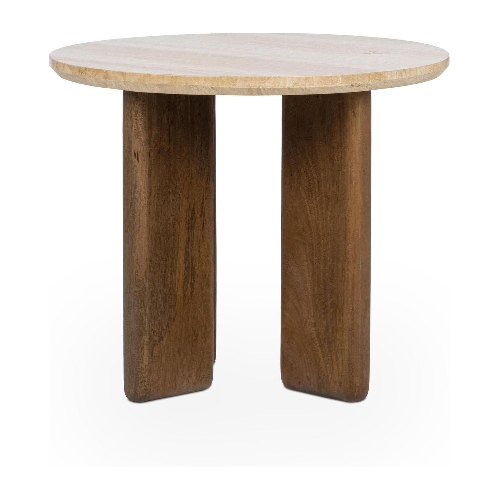 Classic Home Idella Travertine Round End Table
