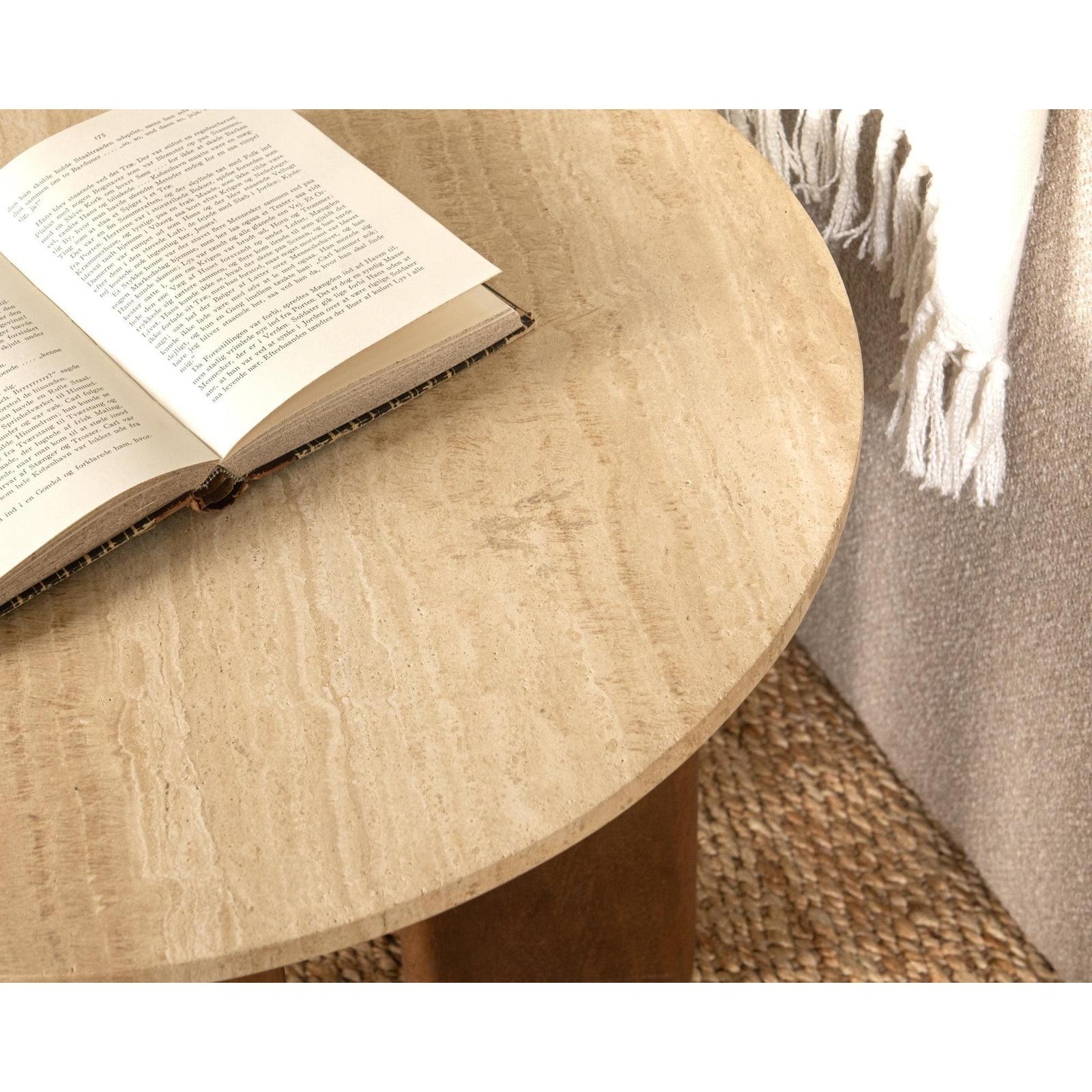 Classic Home Idella Travertine Round End Table