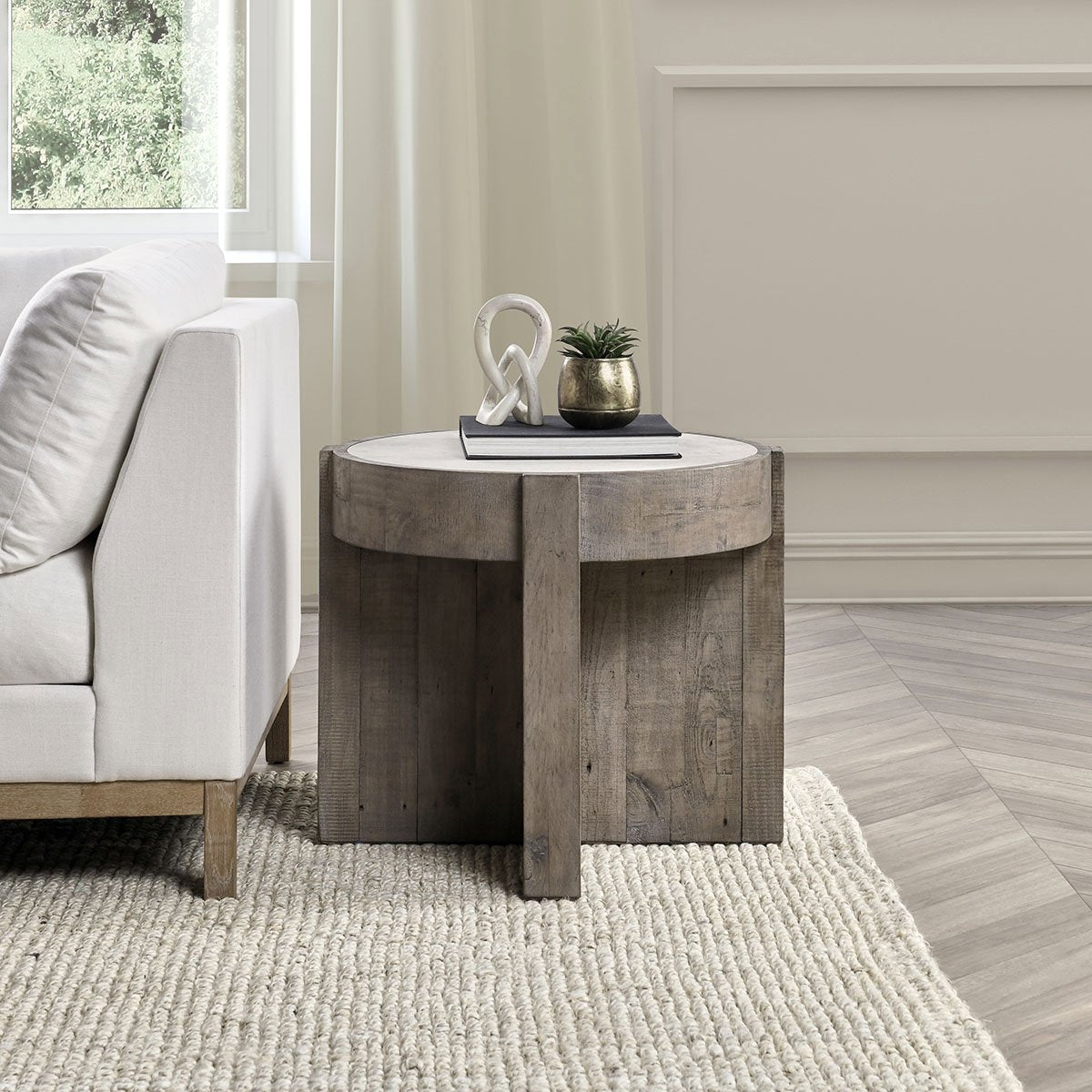 Classic Home Sonoma Solid Wood Round End Table