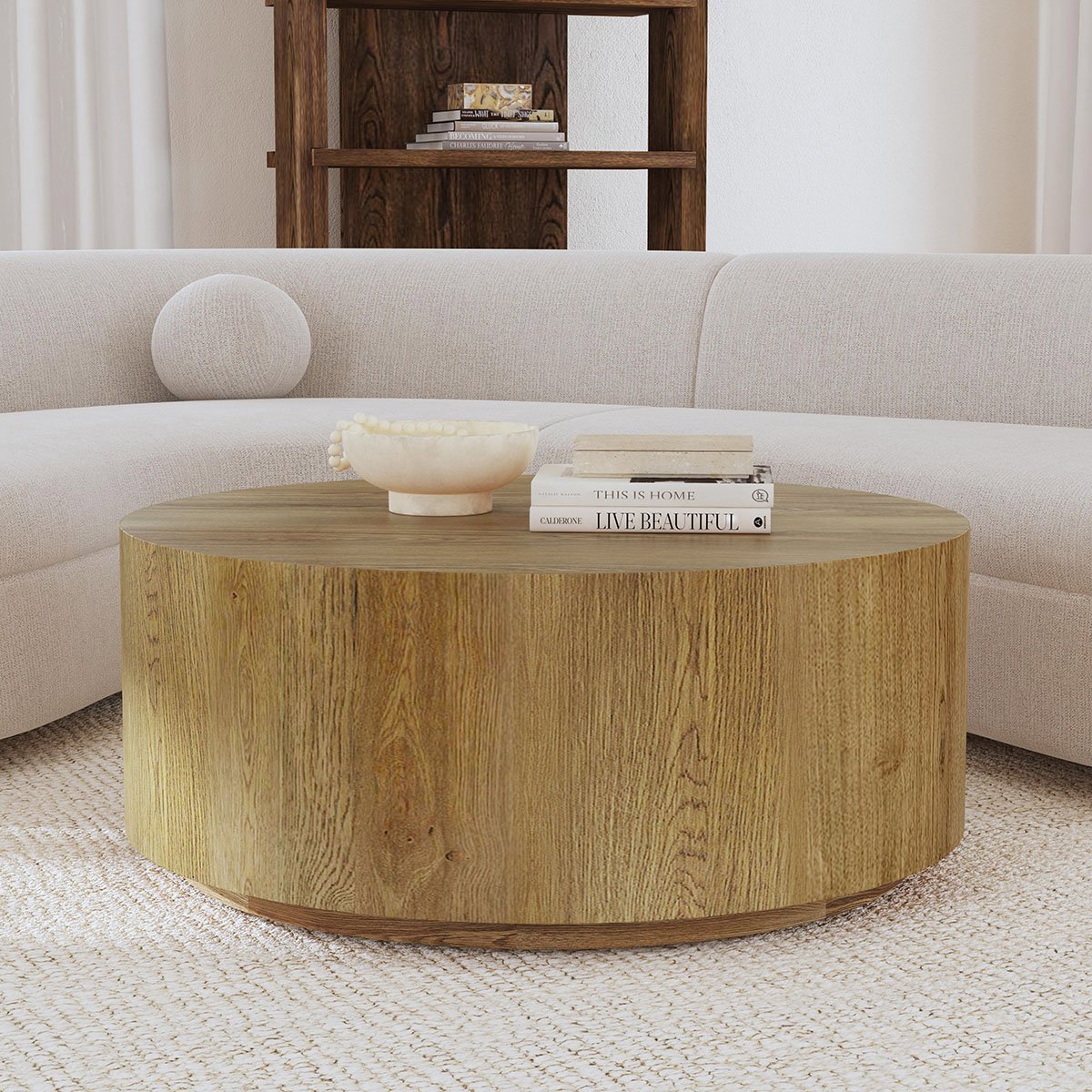 Classic Home Layne Round Coffee Table w/Casters