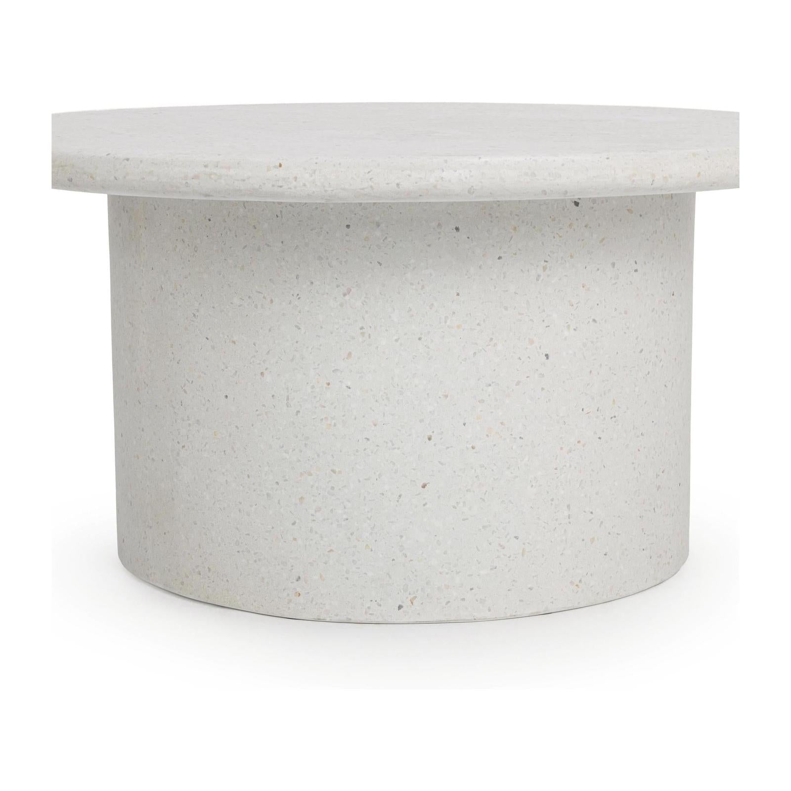 Classic Home Nysa Outdoor Round End Table - White