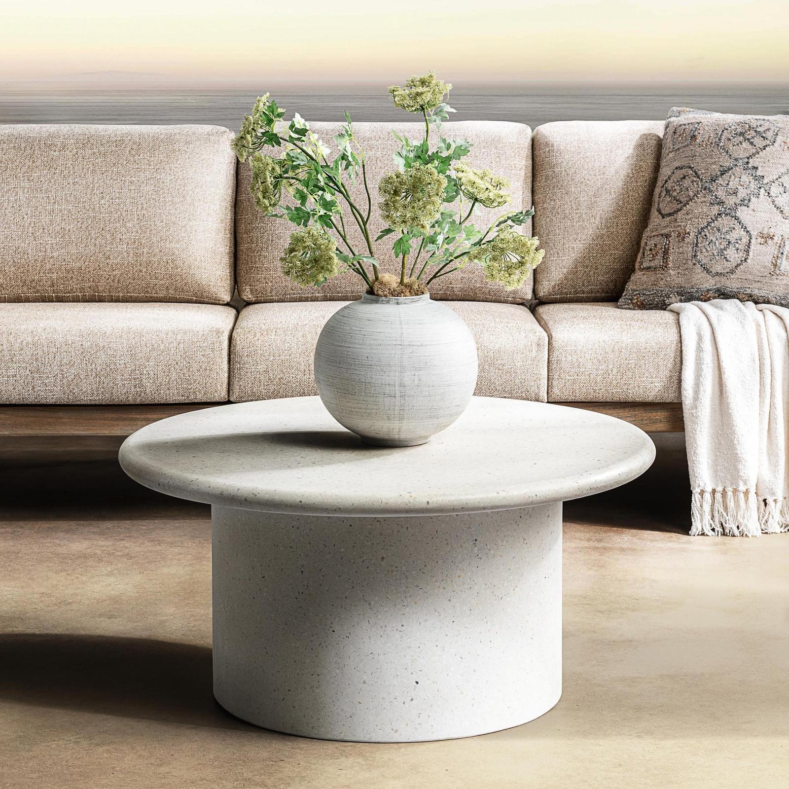 Classic Home Nysa Outdoor Round End Table - White