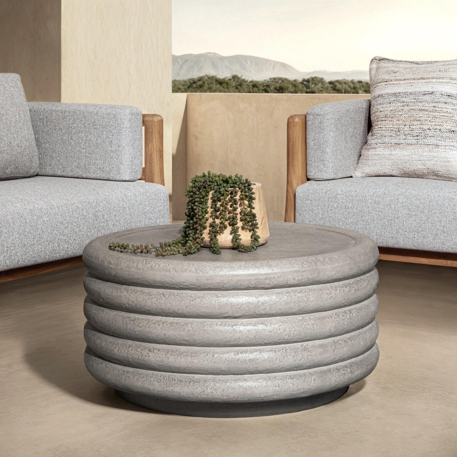 Classic Home Reva Outdoor Round Coffee Table Clearance