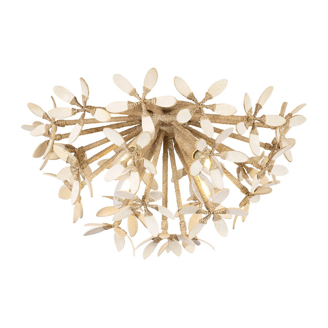 Corbett Corfu 4 Light Ivory Coco Semi Flush Ceiling Light