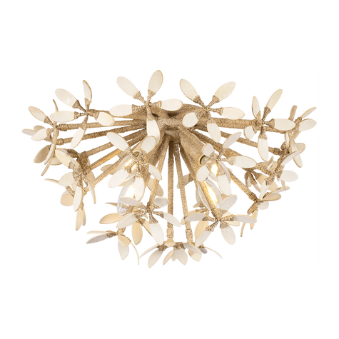 Corbett Corfu 4 Light Ivory Coco Semi Flush Ceiling Light