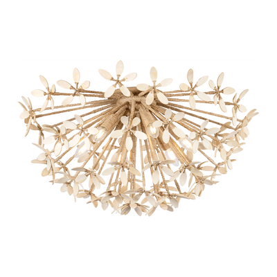 Corbett Corfu 6 Light Ivory Coco Semi Flush Ceiling Light