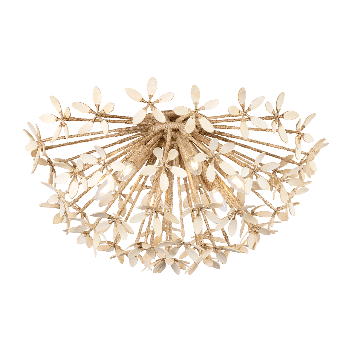 Corbett Corfu 6 Light Ivory Coco Semi Flush Ceiling Light