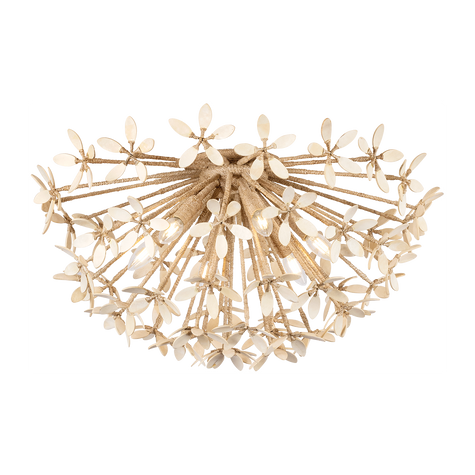 Corbett Corfu 6 Light Ivory Coco Semi Flush Ceiling Light